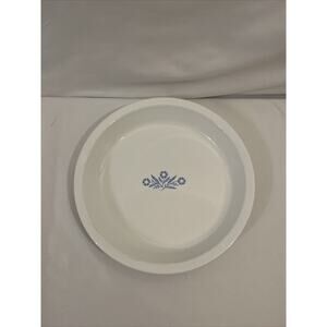 Vintage Pyrex Corning Ware Blue Cornflower ~9" Pie Plate ~ P-309 White Dish